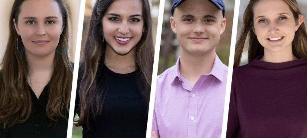 This year’s Hannah Graham Memorial Award recipients are Brooke Adams, Sonja Kapadia, Marc Vetter and Kathryn Partlow (Photos by Dan Addison, University Communications)