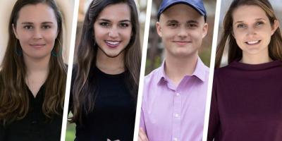 This year’s Hannah Graham Memorial Award recipients are Brooke Adams, Sonja Kapadia, Marc Vetter and Kathryn Partlow (Photos by Dan Addison, University Communications)