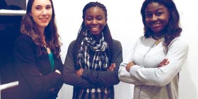 From left, second-year students Jessica Amick, Golda Houndoh and Nadjad Nikabou-Salifou are the winners of the 2017 Hannah Graham Memorial Award.